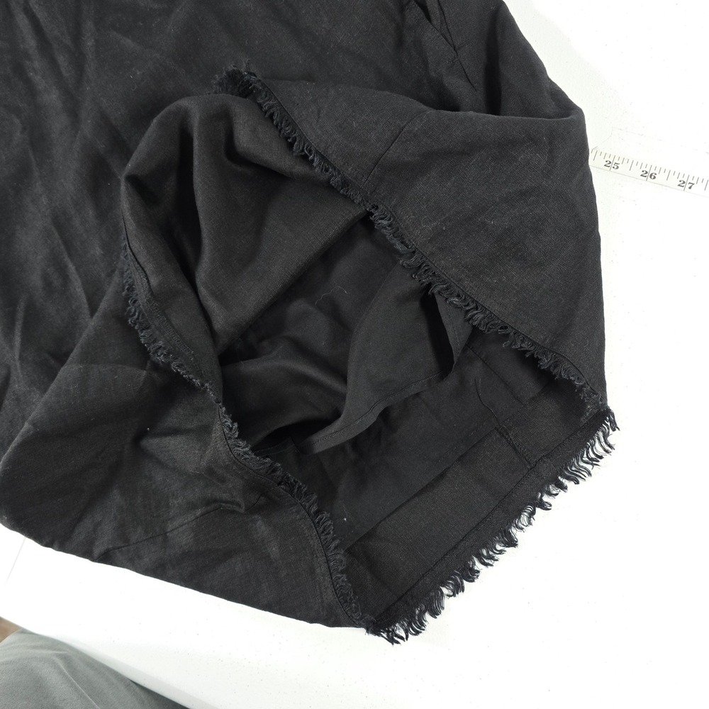 Tommy Bahama Womens Black 100% Linen Ruffle V-Neck Frayed Hem Shift Dress Small - Picture 5 of 7